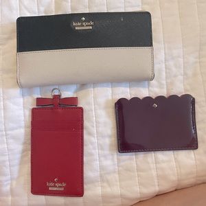 kate spade wallet, card wallet, and luggage/ID tag/lanyard bundle